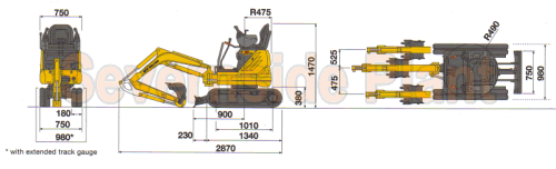 New Holland Kobelco E9SR micro digger - digger dimensions